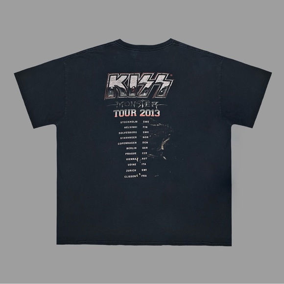 2018 Front & Back Reprint Kiss 2013 Monster Tour Shirt 🎸😝 Nice Vintage Fade - Picture 2 of 4